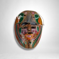 Set of 4 Hand Painted Terracotta Hanging Masks