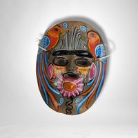 Set of 4 Hand Painted Terracotta Hanging Masks