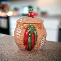Milagro Pottery Southwestern Canister with Peppers Design