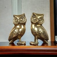 Vintage Pair of Brass Owl Figurines