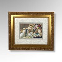 Charming Vintage Framed Print: Kittens on Vanity
