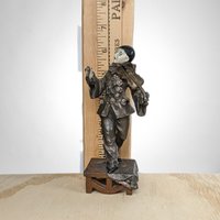 Charming Antique Metal Pierrot Clown Sculpture/Figurine