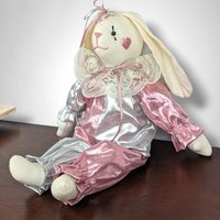 Vintage Clown Bunny Plush Doll