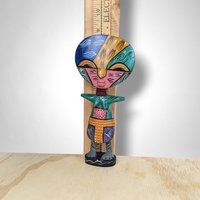 African Hand Carved, Painted Fertility Figurine