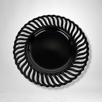 Vintage Reticulated Black Glass Plate