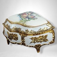 Vintage Enamel and Porcelain Piano Music Box