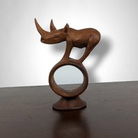 Set of 4 Hand Carved Animal Napkin Rings from Congo