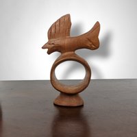 Set of 4 Hand Carved Animal Napkin Rings from Congo