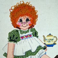 Vintage Carrot Top Boy and Girl Needlepoint, Framed Needlepoint Wall Art, Children's Decor, Nursery Decor, 19x15 Inches