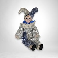 Vintage Harlequin Jester Doll