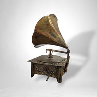 Vintage Metal Gramophone Music Box