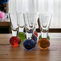Set of 7 Multi Colored Ball Base Shot Glasses