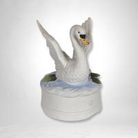 Enchanting Vintage Swan Lake Ceramic Music Box