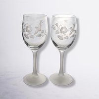 Pair of Avon Hummingbird Crystal Glasses