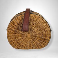 Chic 1960s Aigner Round Wicker Purse: Vintage Style Icon