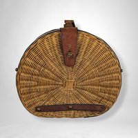Chic 1960s Aigner Round Wicker Purse: Vintage Style Icon