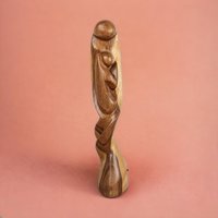 Exquisite Vintage Hand-Carved Wooden Mother and Child Figurine: Timeless Artistry and Maternal Grace