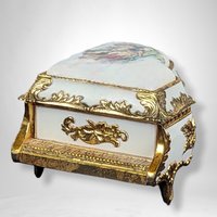 Vintage Enamel and Porcelain Piano Music Box
