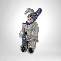Vintage Harlequin Jester Doll