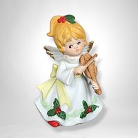 Set of 3 Ceramic Homco Angels with Instruments - Collectible Musician Figurines