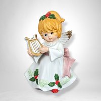 Set of 3 Ceramic Homco Angels with Instruments - Collectible Musician Figurines