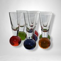 Set of 7 Multi Colored Ball Base Shot Glasses