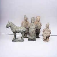 Set of 5 Terracotta Qin Dynasty Emperor Shi Warrior Army Figurines - Collectible Miniatures