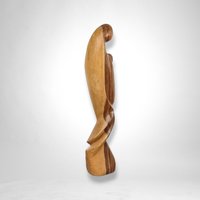 Exquisite Vintage Hand-Carved Wooden Mother and Child Figurine: Timeless Artistry and Maternal Grace