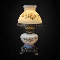 Vintage Painted Blue 3-Way Gone with the Wind Style Table Lamp