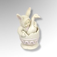 1998 Dept. 56 Snowbunnies "Double Yolk" Springtime Stories Figurine - Adorable Easter Scene