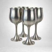 Set of 4 Vintage Pewter Goblets - Classic Elegance for Every Occasion