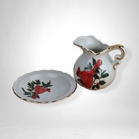 Elegant Vintage Lefton Cardinal Mini Pitcher and Bowl Set - Timeless Charm