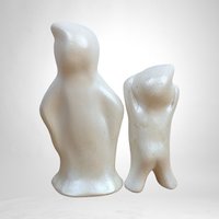 Vintage Halloween Mom and Child Ceramic Ghost Figurine Set