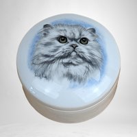 Vintage Persian Cat Ceramic Trinket Box | Lidded Cat Figurine | Decorative Jewelry Box | Gift for Cat Lovers
