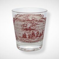 Set of 4 Currier and Ives Memory Lane Pink and White Glasses