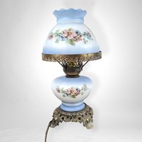 Vintage Painted Blue 3-Way Gone with the Wind Style Table Lamp
