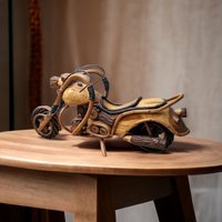 Retro Ride: Vintage Wooden Motorcycle - Handcrafted Nostalgia