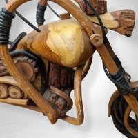 Retro Ride: Vintage Wooden Motorcycle - Handcrafted Nostalgia