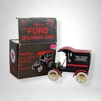 The Nostalgic Collector: 1905 Texaco Ford Delivery Car Metal Locking Bank - Vintage Automotive Memorabilia and Functional Collectible