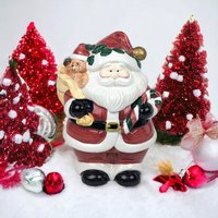 Vintage 1991 Jay Ceramic Santa Cookie Jar | 10.5" Tall | Red & White | Christmas Decor | Festive Kitchen | Collector's Item
