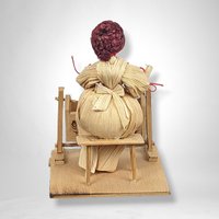 Handmade Corn Husk Woman with Baby Figurine