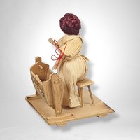 Handmade Corn Husk Woman with Baby Figurine