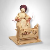 Handmade Corn Husk Woman with Baby Figurine
