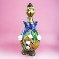 Vintage Art Glass Clown Decanter | 14" Tall | Whimsical Decor | Good Condition (Display Only)