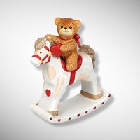 1981 Enesco Lucy and Me Bear on Rocking Horse Figurine