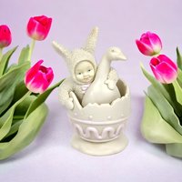 1998 Dept. 56 Snowbunnies "Double Yolk" Springtime Stories Figurine - Adorable Easter Scene