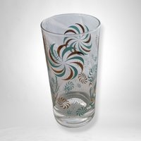 Set of 6 Vintage Glass Tumblers with Pinwheel Design