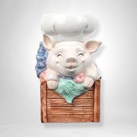 Ceramic Pig Chef Utensil Holder - Whimsical Kitchen Decor