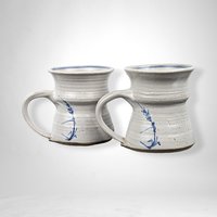 Pair of Handmade, Signed Pottery Mugs