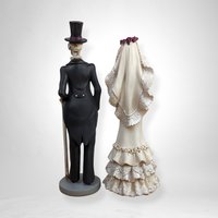Vintage Resin Corpse Skeleton Bride and Groom 10" Figurines